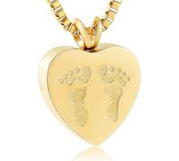 ZEZILE Urn Necklace for Ashes Footprint Cremation Jewelry Heart Stainless Steel Keepsake Memorial Ash Pendant for Men Women Gifts