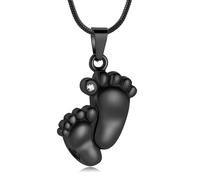 ZEZILE Urn Necklace for Ashes Footprint Cremation Jewelry Stainless Steel Ash Pendant for Women Men Memorial Necklace Keepsake Jewelry