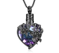 ZEZILE Urn Necklace for Ashes Roseflower Cremation Jewelry Keepsake Crystal Pendant Pet Ashes Memorial Gifts for Women Men