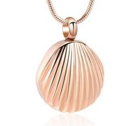 ZEZILE Urn Necklace for Ashes Seashell Cremation Jewelry Stainless Steel Keepsake Jewelry Memorial Human Ashes Pendant for Women Men