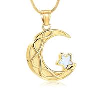 ZEZILE Urn Necklace for Ashes Stainless Steel Cremation Jewelry Moon Ashes Pendant Keepsake Memorial Ashes Necklace for Women Men