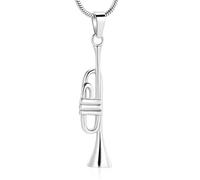 ZEZILE Urn Necklace for Ashes Trumpet Cremation Jewelry Stainless Steel Ashes Pendant Keepsake Memorial for Jewelry for Women Men