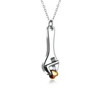 ZEZILE Wrench Urn Necklace Stainless Steel Spanner with heart Cremation Pendant For Ashes Keepsake Jewelry For Men funnel tool