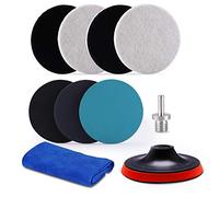 ZFE 5Inch Glass polishing Pads, 10Pcs Wool Felt Disc Polishing Pads Kit Buffing Pads with Sanding Discs, Backing Pad and M14 Drill Adapter for Rotary Tools to Polish Glass and Metal