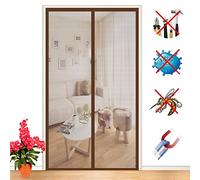 ZFEBHMY Magnetic Fly Screen Door With Powerful Magnets Mesh Fly Curtain Top To Bottom Automatically Quiet Seal Heavy Duty Bug Mesh Easy To Install Without Drilling-Brown|| 85x225cm(33x88inch)