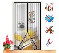 ZFEBHMY Magnetic Fly Screen Door With Powerful Magnets Mesh Fly Curtain Top To Bottom Automatically Quiet Seal Heavy Duty Bug Mesh Easy To Install Without Drilling-Black-a|| 115x200cm(45x78inch)