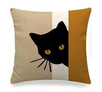 ZFENGYYUAN Abstract Black Cat Plant Sun Moon Boho Cushion Covers 45 x 45 cm Decorative Throw Pillow Covers Modern Minimalist Art Aesthetic Linen Pillowcases for Sofa Couch Bed Garden Home Decor