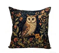 ZFENGYYUAN Black Owl Design Throw Pillowcase William Morris Abstract Vintage Floral short plush Cushion Cover for Bed Sofa Living Room Home Square Art Decor18x18inch both sides printed