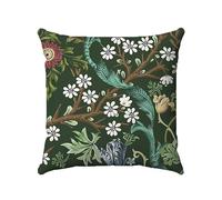 ZFENGYYUAN Blackthorn Green Cushion Covers William Morris Design Polyester Pillow Case Square Decorative Throw Pillow Cover 45cm x 45cm Sofa Bed Couch Living Room Bedroom (18x18 Inch)