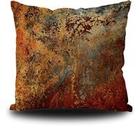 ZFENGYYUAN Brown Rust Cushion Cover 45 x 45cm Metal Rusty Steel Iron Structure Wall Door Velvet Modern Abstract Square Decorative Pillow Case Double-Sided for Living Room Sofa Couch Bed