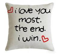ZFENGYYUAN Couple's hugging pillowcase I Love You Most The End I Win Home Decor Linen Throw cushion cover Gifts For Boyfriend Girlfriend Husband Wife Valentine's Day Birthday 18x18inch
