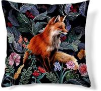ZFENGYYUAN Forest Fox Cushion Cover William Morris inspired Original Design short plush 45cm x 45cm Decorative Throw Pillow case Sofa Bed Couch Living Room Bedroom both sides