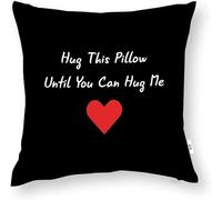 ZFENGYYUAN Hug This Pillow Until You Can Hug Me LOVE Throw pillow Cover SquareHome Decor Design Cushion Case for Sofa Bedroom Car girlfriend 18 x 18 Inch