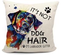 ZFENGYYUAN Labrador Glitter Cushion Cover 18x18 Black lab Retriever Linen It's not dog hair throw pillow case gift for girl boy Without Insert 45x45cm home decor sofa car beddingroom Invisible Zip