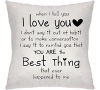 ZFENGYYUAN Romantic Quote I Love You You're The Best Things That Ever Happened to Me Valentines Day Throw Pillow Cover Cushion Cover for Sofa Bed Home Decor 18 x 18 Inch