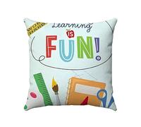 ZFENGYYUAN SCHOOL Kids Cushion Covers work hard learning is fun 45 x 45 cm Stationery Back to School Decorative Throw Pillow Covers for Reading Corner Classroom Students Children Room Decor