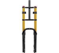 ZFF 20 Inch Bike Fat Fork 4.0" Tire Air Suspension Fork Double Shoulder 1-1/8" Disc Brake QR 135mm Travel 110mm Adjustable Rebound For Snow Beach XC MTB Bicycle 2880g (Color : Gold, Size : 20")
