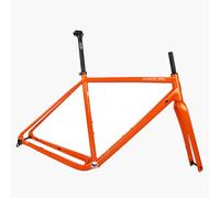 ZFF 700C Aluminum Alloy Frameset with Carbon Fiber Fork 44cm 47cm 50cm 53cm 56cm Gravel Cyclocross Disc Brake Frame Thru Axle Frame F12*100 R12*142mm BSA BB68mm Semi-Internal Routing(Orange,53cm)