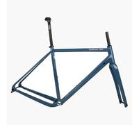ZFF 700C Aluminum Alloy Frameset with Carbon Fiber Fork 44cm 47cm 50cm 53cm 56cm Gravel Cyclocross Disc Brake Frame Thru Axle Frame F12*100 R12*142mm BSA BB68mm Semi-Internal Routing(Blue,50cm)