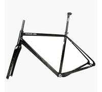 ZFF 700C Aluminum Alloy Frameset with Carbon Fiber Fork 44cm 47cm 50cm 53cm 56cm Gravel Cyclocross Disc Brake Frame Thru Axle Frame F12*100 R12*142mm BSA BB68mm Semi-Internal Routing(Svart,50cm)