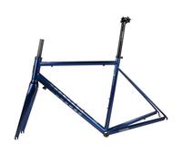 ZFF 700C Cr-mo Steel Road Bike Frameset with Carbon Fiber Fork 44cm 47cm 50cm 53cm 56cm Bicycle Frame C/Rim Brake Bike Frame F100mm R130mm QR BSA BB68mm(Blue-purple,47cm)