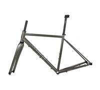 ZFF 700C Gravel Bike Frame with Carbon Fiber Fork 44cm 47cm 50cm 53cm 56cm Cyclocross Disc Brake Road Bike Frameset Cr-mo Steel Thru Axle Frame F100*12mm R142*12mm BSA BB68mm(Gray,56cm)
