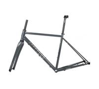 ZFF 700C Gravel Bike Frame with Carbon Fiber Fork 44cm 47cm 50cm 53cm 56cm Cyclocross Disc Brake Road Bike Frameset Cr-mo Steel Thru Axle Frame F100*12mm R142*12mm BSA BB68mm(Concrete Gray,44cm)