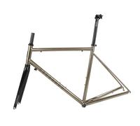 ZFF 700C Road Bike Frameset 44cm 47cm 50cm 53cm 56cm Chrome-Molybdenum Steel Frame with Carbon Fibre Fork C/Rim Brake Bike Frames Quick Release F100mm R130mm BSA BB68mm(Brushed Silver,50cm)