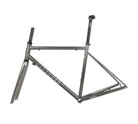 ZFF 700C Road Bike Frameset 44cm 47cm 50cm 53cm 56cm Chrome-Molybdenum Steel Frame with Carbon Fibre Fork C/Rim Brake Bike Frames Quick Release F100mm R130mm BSA BB68mm(Silver Gray,50cm)