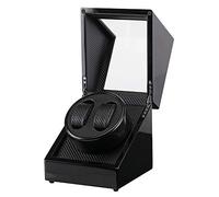 ZFF Automatic Watch Winder Box for 2 Watches, Carbon Fibre Piano Finish Quiet Motor AC Adaptor & Battery Operated