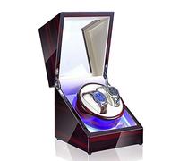 ZFF Double Automatic Watch Winder Box Wooden Luxury Storage Case with LED Light, for 2 Wrist Watches (Color : B)