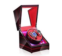 ZFF Double Automatic Watch Winder Box Wooden Luxury Storage Case with LED Light, for 2 Wrist Watches (Color : A)
