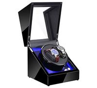 ZFF Double Watch Winder, Automatic Winding Box for 2 Watches Position with Quiet Motor & 5 Rotation Modes (Color : with LED Light)