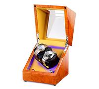 ZFF Double Watch Winder with LED Illumination, Automatic Winding Box Wooden 5 Rotation Mode, Silent Motor