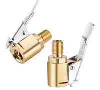 ZFFAFUR 2 Pack Heavy Duty Brass Tire Air Chucks, 8mm Locking Inflator Adapter with Leak-Proof Seal for Car and Truck Tires, Durable Metal Tire Valve Connector