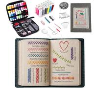 ZFFAFUR 2026 New Embroidery Stitch Book Kit Complete Portable Sewing Set with Tools & Tutorial, Step-by-Step Guide for Beginners & Craft Lovers,Ideal Beginner Craft Gift (Grey)