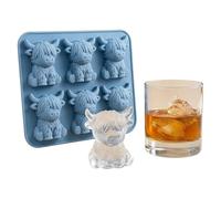 ZFFAFUR Mini Highland Cow Ice Cube Mold, Highland Cow Ice Cube Tray, Funny Whiskey Ice Mold, 6-Cavity Silicone Ice Cube Tray, Cute Highland Cow Gifts for Whisky, Cocktails, Coffee, Drinks