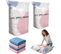 ZFFAFUR No-Pump Compression Bags 2-Pack Large - Press & Seal Instantly Saves Space, Keeps Clothes, Duvets, Pillows & Blankets Dry, Dust-Free & Compact for Travel or Home Organisation