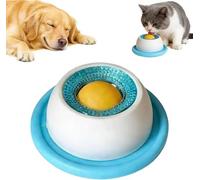 ZFFAFUR Slow Feeder Interactive Toy for Dogs & Cats,Multi-Pet Lick Mat Bowl with Rotating Ball,Anxiety Relief & Mental Stimulation,Non-Slip, Easy to Clean (Blue)