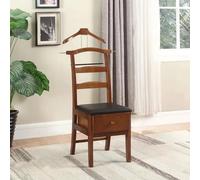 ZFFDPQQ All Solid Wood Classic Freestanding Clothes Valet Stand, Chair Valet w Drawer, Hanger, Trouser Tie Belt Bar for Bedrooms, Bathrooms, Offices, Dressing Rooms