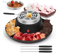 ZFFLYH 2 in 1 Smores Maker Tabletop Indoor Fondue Set, Smores Maker Tabletop Indoor Kit with Removable Trays & 4 Skewers Unique Couple Gift Set Idea, Parties, Date & Movie Night Supplies,Black