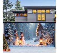 ZFFLYH Christmas Garage Door Banner Decoration Large Christmas Backdrop Happy New Year Photography Background for Indoor Outdoor Xmas Party Wall Decor,Snowman A,16X7FT