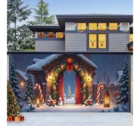 ZFFLYH Christmas Garage Door Banner Decoration Large Christmas Backdrop Happy New Year Photography Background for Indoor Outdoor Xmas Party Wall Decor,Door Snowman,16X7FT