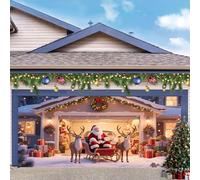 ZFFLYH Christmas Garage Door Banner Decoration Merry Christmas Garage Door Cover Happy New Year Photography Background for Indoor Outdoor Xmas Party Wall Decor,Christmas Reindeer,8x7FT