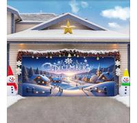 ZFFLYH Christmas Garage Door Cover Banner Decoration Large Backdrops Holiday Door Cover Mural for Christmas Decoration for Xmas Eve Holiday Outdoor Wall Decor,Snow Scene,16 * 7FT