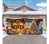 ZFFLYH Christmas Garage Door Cover Banner Decoration Large Backdrops Holiday Door Cover Mural for Christmas Decoration for Xmas Eve Holiday Outdoor Wall Decor,Home Gifts,6.5x5FT