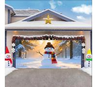 ZFFLYH Christmas Garage Door Cover Banner Decoration Large Backdrops Holiday Door Cover Mural for Christmas Decoration for Xmas Eve Holiday Outdoor Wall Decor,Snowman A,16x7FT