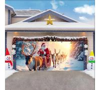 ZFFLYH Christmas Garage Door Cover Banner Decoration Large Backdrops Holiday Door Cover Mural for Christmas Decoration for Xmas Eve Holiday Outdoor Wall Decor,Sunset Reindeer,16 * 7FT