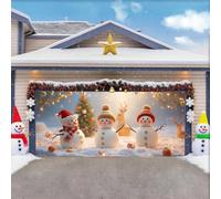 ZFFLYH Christmas Garage Door Cover Banner Decoration Large Backdrops Holiday Door Cover Mural for Christmas Decoration for Xmas Eve Holiday Outdoor Wall Decor,Snowman,6.5x5FT