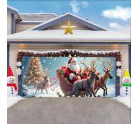 ZFFLYH Christmas Garage Door Cover Banner Decoration Large Backdrops Holiday Door Cover Mural for Christmas Decoration for Xmas Eve Holiday Outdoor Wall Decor,Reindeer Santa Claus,6.5x5FT
